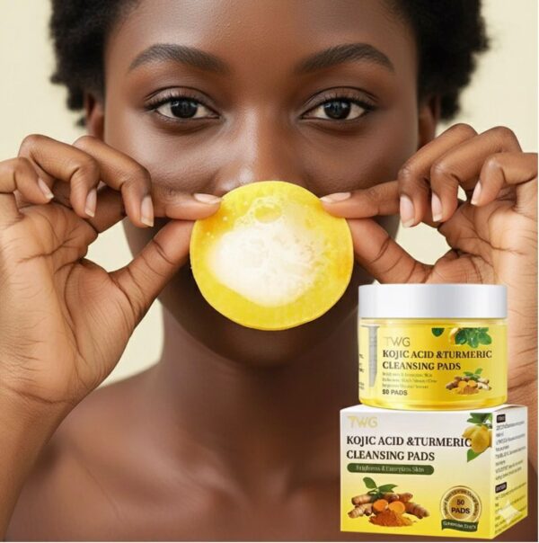 Turmeric cleansing pads jar for dark spots and skin brightening
